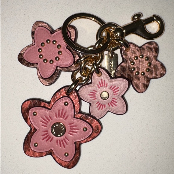 Coach Pink and Brown Floral Keychain - Picture 4 of 5